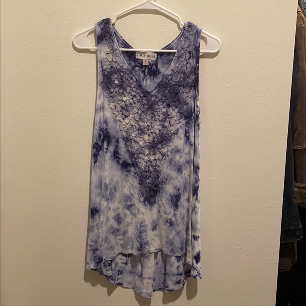 Blue tye-dyed sleeveless top